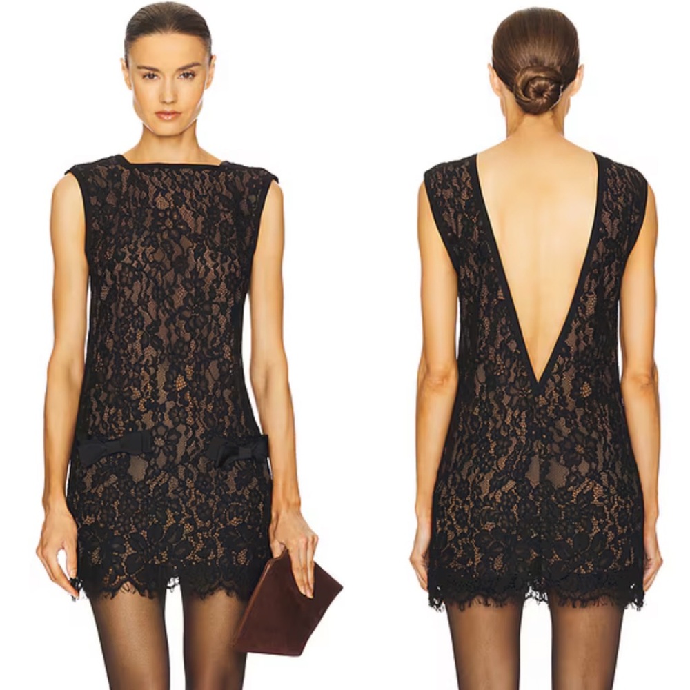 NEW NWT Helsa The Lace Mini Dress In Black